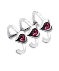 Tri Hearts Ear Cuff EC3-11